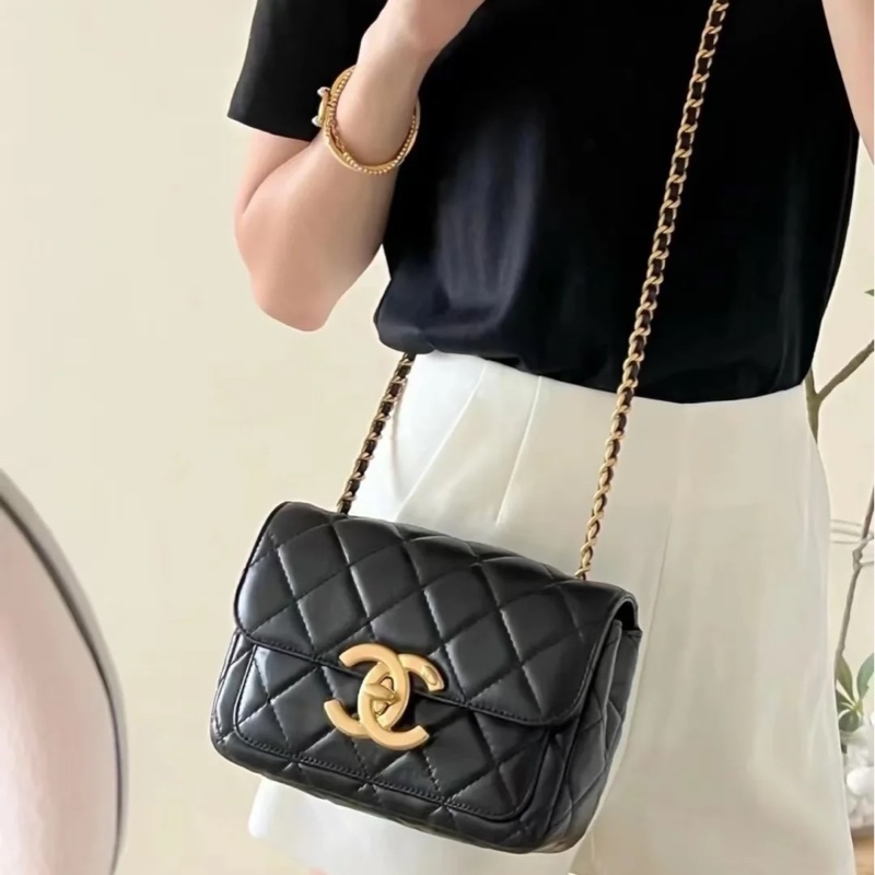 Chanel 24b黑金方胖子大logo 芯片款 #專櫃22萬入手🈶購證 #全新閒置帶膜-6