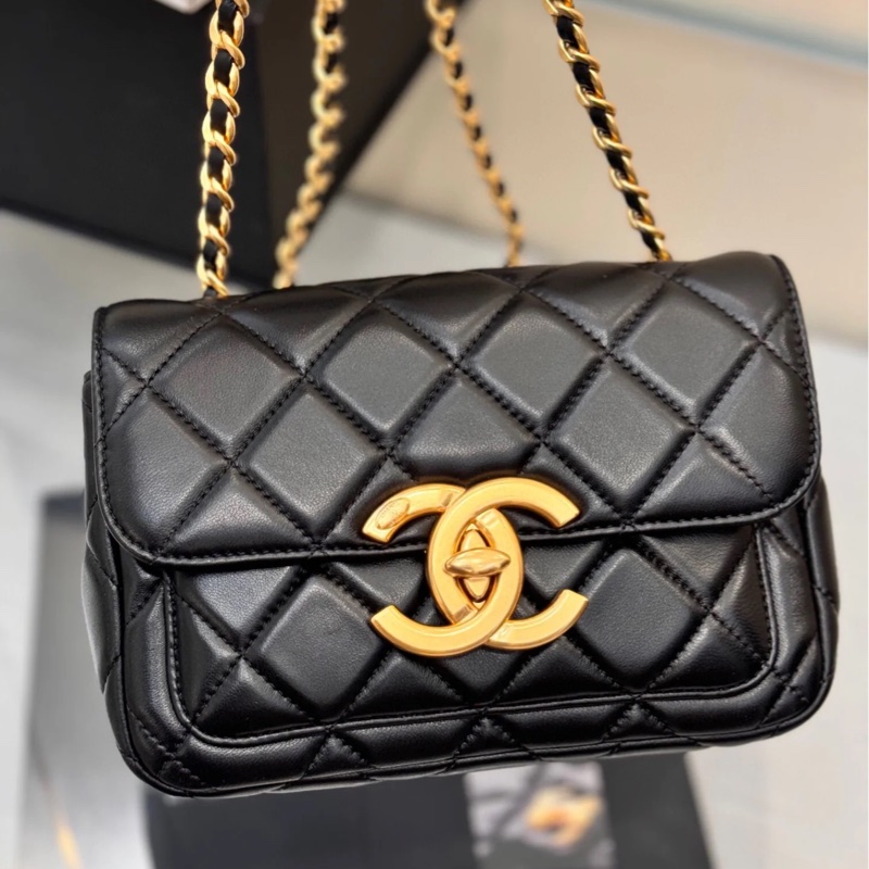 Chanel 24b黑金方胖子大logo 芯片款 #專櫃22萬入手🈶購證 #全新閒置帶膜-8