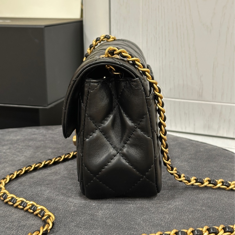 Chanel 24b黑金方胖子大logo 芯片款 #專櫃22萬入手🈶購證 #全新閒置帶膜-15