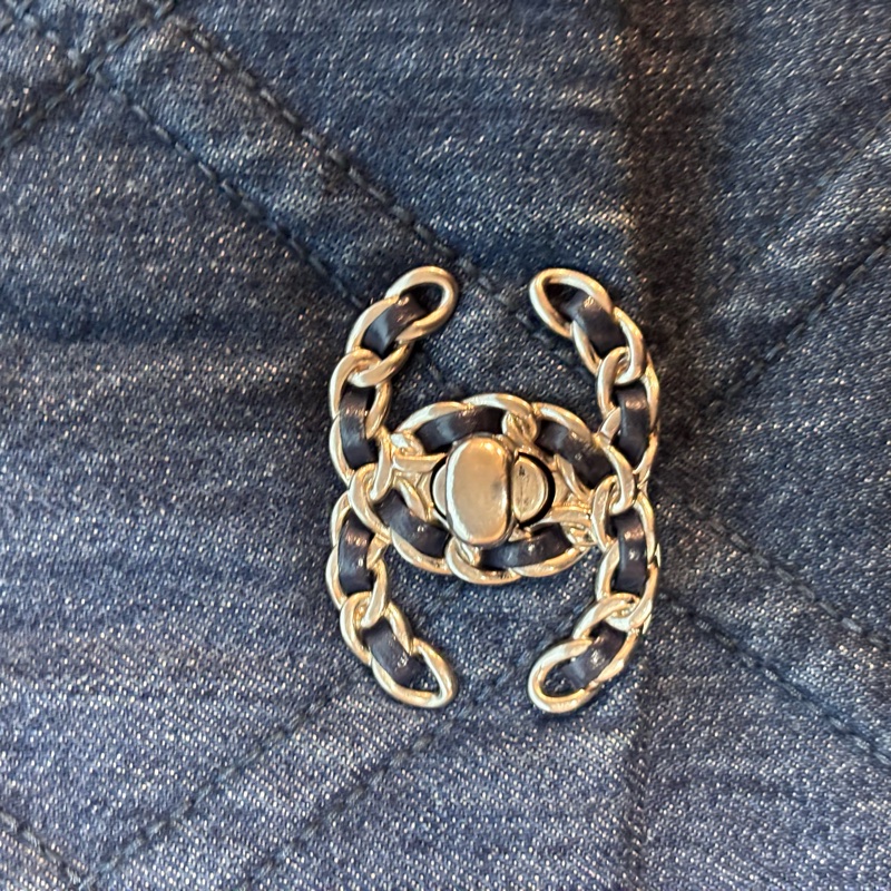 99新🆕Chanel丹寧牛仔款深藍小號19bag手提斜款單肩包-17