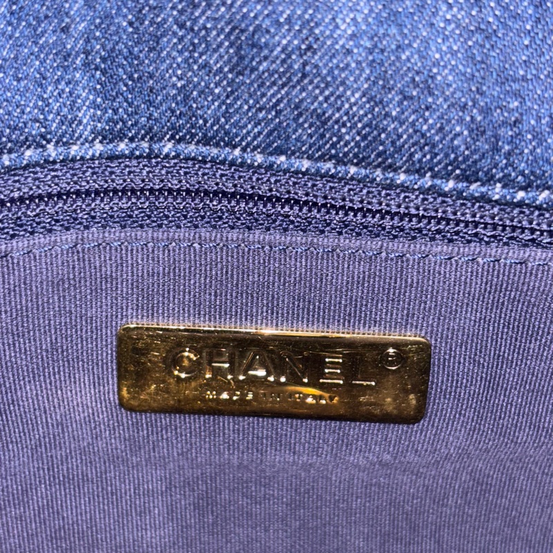 99新🆕Chanel丹寧牛仔款深藍小號19bag手提斜款單肩包-22