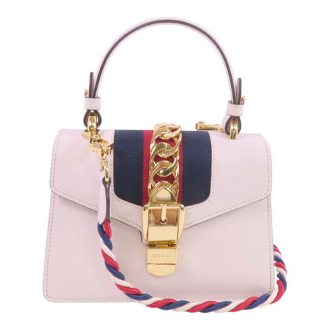 GUCCI 牛皮皮革Sylvie Mini Style金扣手挽肩背兩用袋