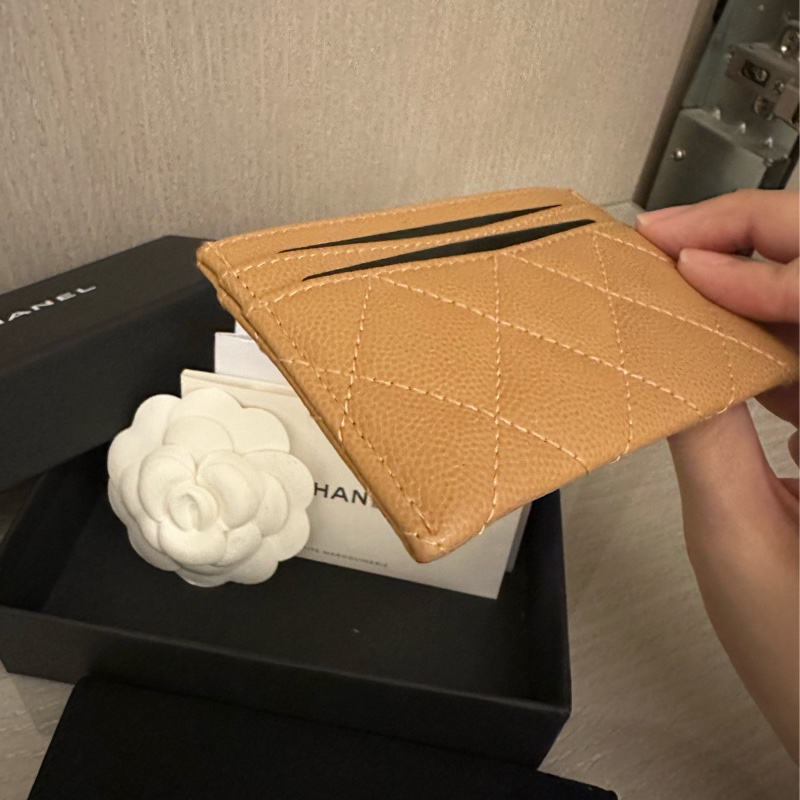 全新Chanel香奈兒經典奶茶色荔枝皮卡夾-2