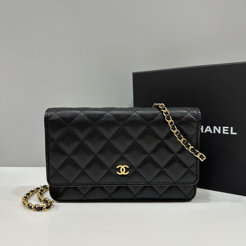 chanel Ap0250 黑荔枝皮金鍊斜背包 Woc