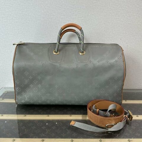 ✨LV 秀款鈦合金鐳射老花 keepall50 旅行包 50*29*23 98新
