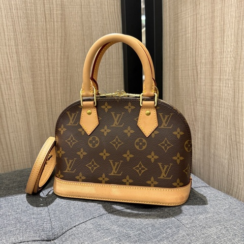 LV ALMA BB M53152 字紋老花原花金釦艾瑪包 手提包斜背包兩用包