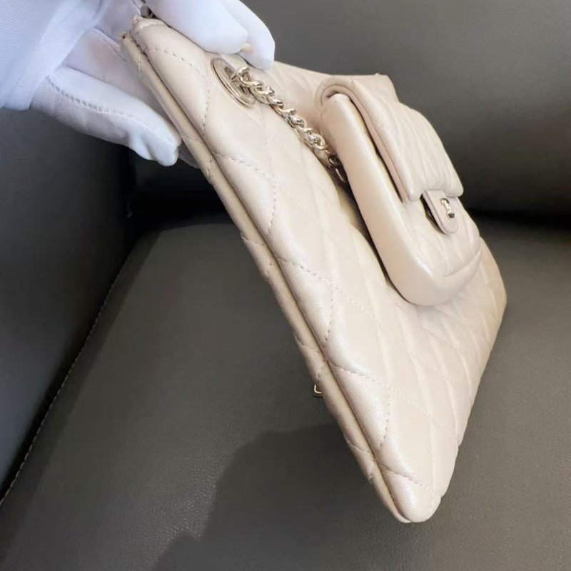 ✨CHANEL 手拿包雙子星珠光色 27.5×19.5 97新配件塵袋-7