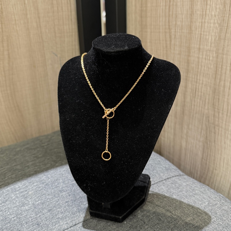 全新 HERMES Collier PM Mini Maillon 玫瑰金拼黑豬鼻項鍊-2