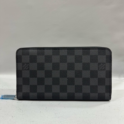LV N63077 黑色棋盤格拉鏈長夾