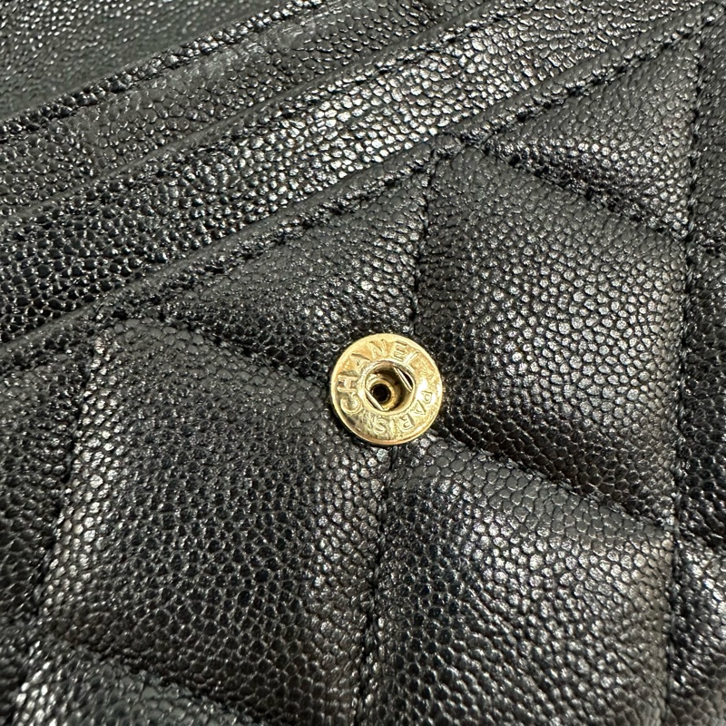 chanel 黑荔枝皮金釦中夾 boy-18