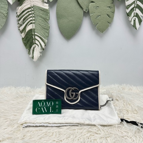 GUCCI Classic Blue Marmont WOC 20cm 斜肩包