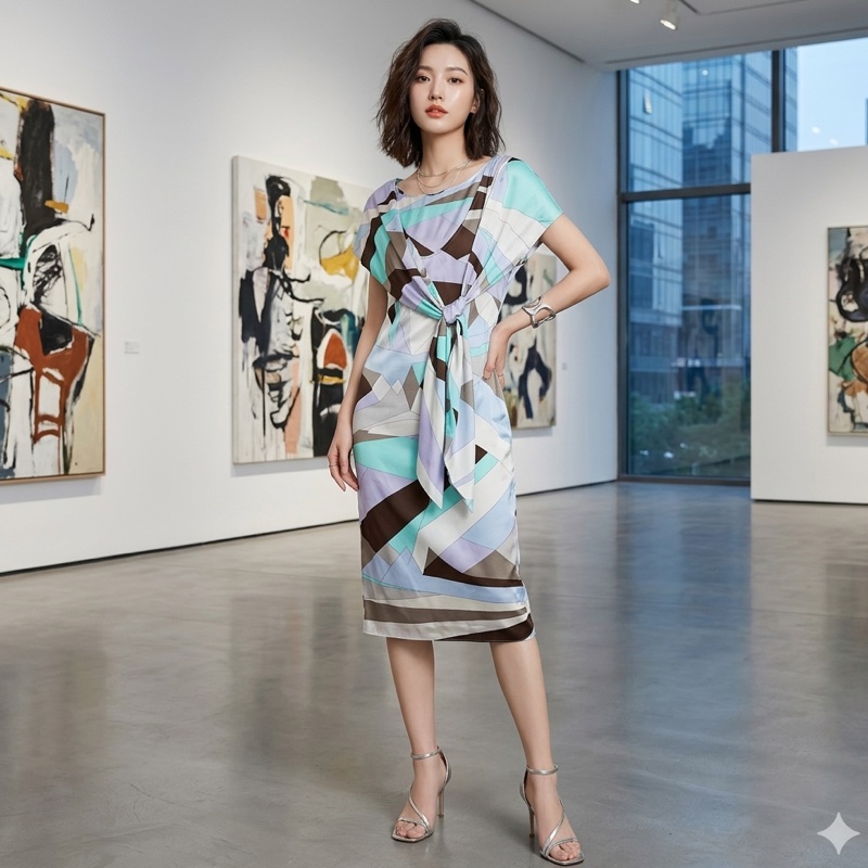 全新Emilio Pucci正品綢緞層次多種穿法洋裝 原價42790-0