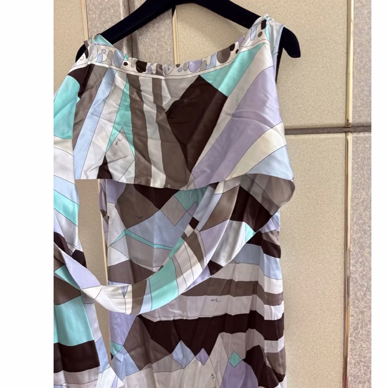 全新Emilio Pucci正品綢緞層次多種穿法洋裝 原價42790-6