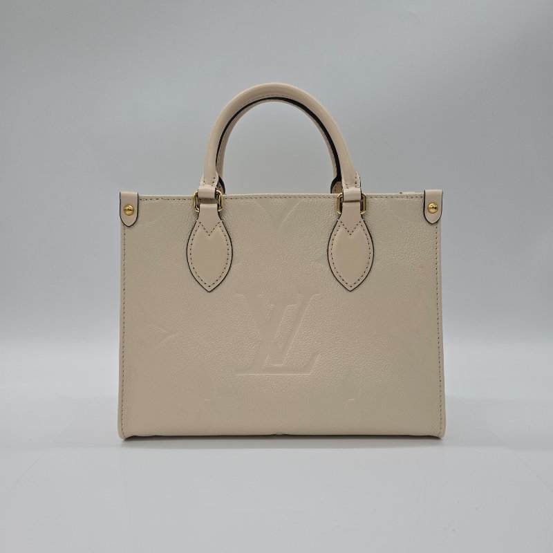 (超新♥️大全配) LOUIS VUITTON ON THE GO 小號 奶油白 牛皮 手提包 電腦包 斜背包|專櫃118,000-1