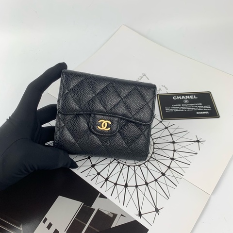 ◻️ Chanel荔枝皮黑金短夾