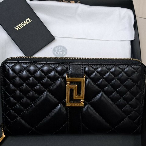 VERSACE 黑色金釦長夾