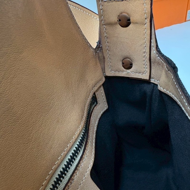 Gucci 駝皮邊黑logo布搖滾系列肩側包-19