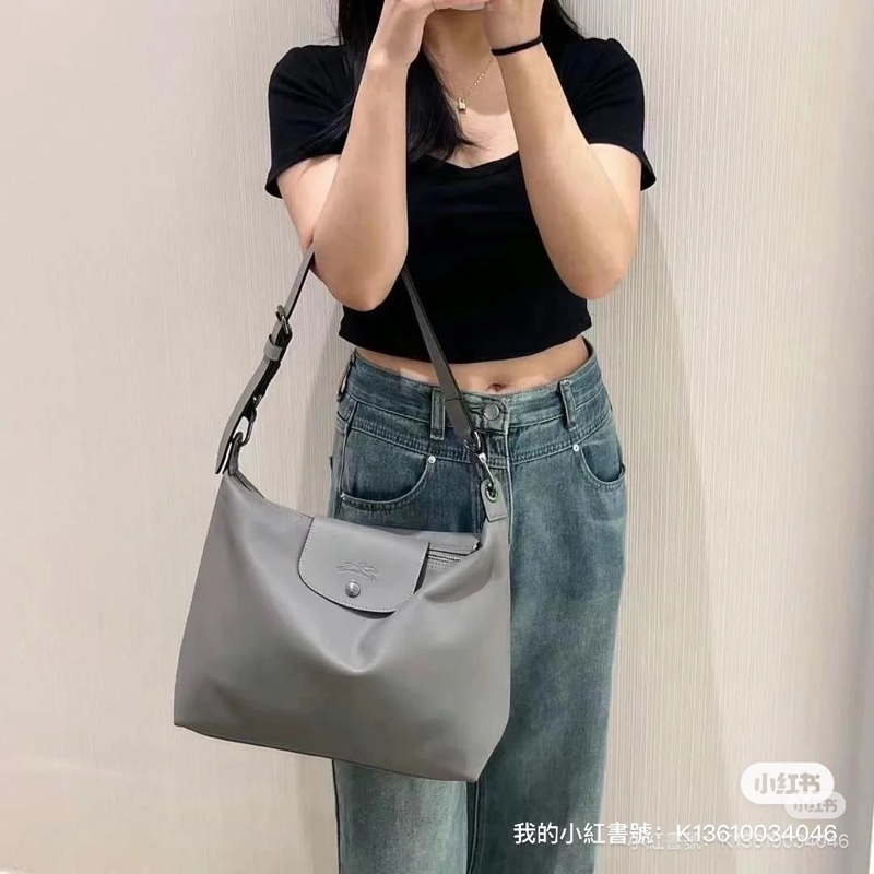 LONGCHAMP HOBO 龍驤灰 大象灰 肩背包 斜背包 手提包 側背包-3