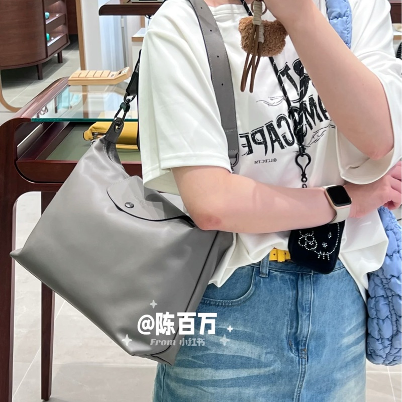 LONGCHAMP HOBO 龍驤灰 大象灰 肩背包 斜背包 手提包 側背包-4