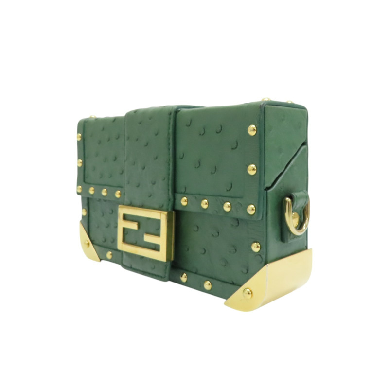 綠色 鴕鳥皮 Mini Baggte Trunk 肩背 剪標 已售品 綠色-2