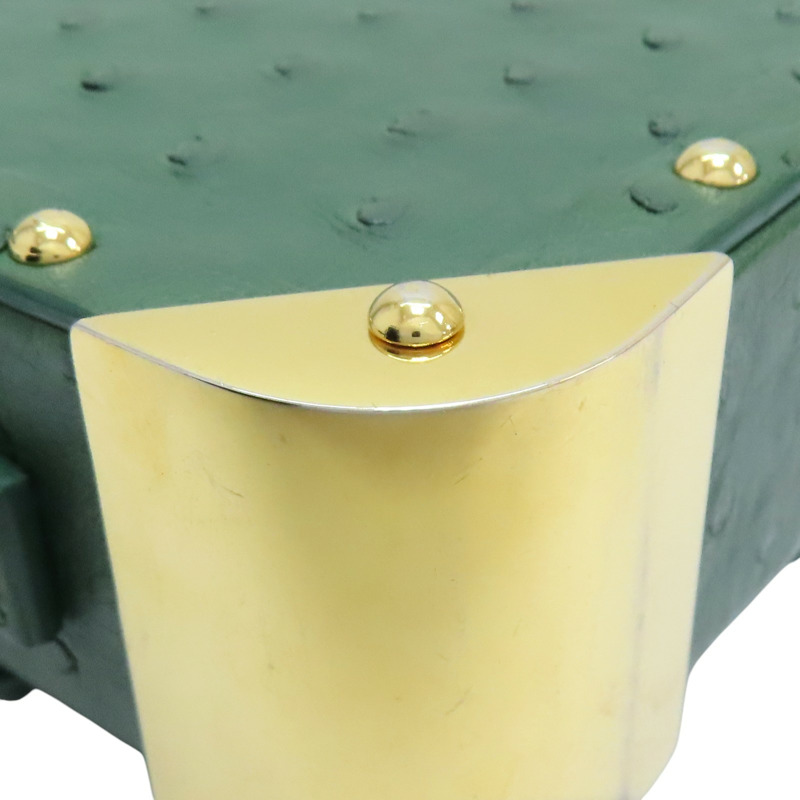 綠色 鴕鳥皮 Mini Baggte Trunk 肩背 剪標 已售品 綠色-13