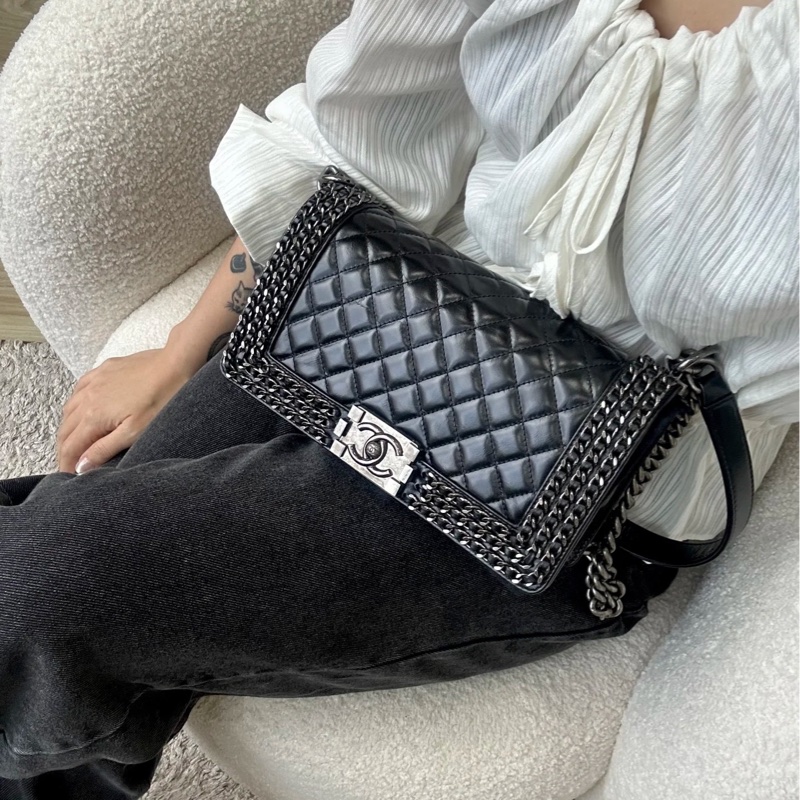 Chanel leboy25黑銀滾邊多鏈條 #全網唯一 #絕版收藏 #絕無僅有撿漏價🔥-2