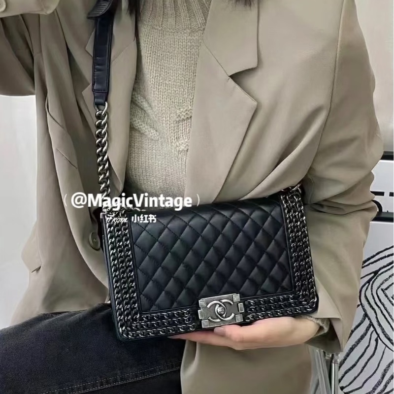 Chanel leboy25黑銀滾邊多鏈條 #全網唯一 #絕版收藏 #絕無僅有撿漏價🔥-4