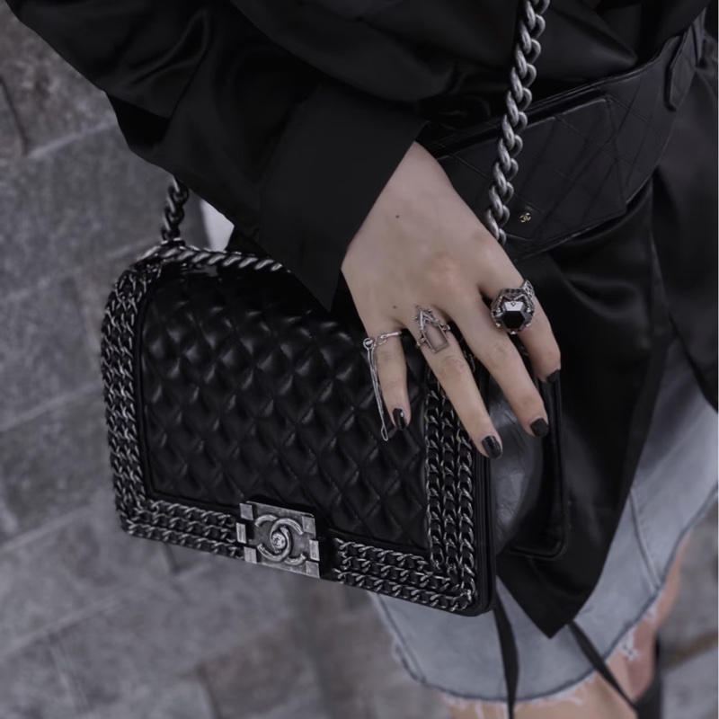 Chanel leboy25黑銀滾邊多鏈條 #全網唯一 #絕版收藏 #絕無僅有撿漏價🔥-5