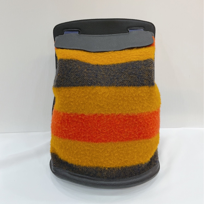 莉亞精品♡ Hermes 毛呢撞色後背包 二手美包-2