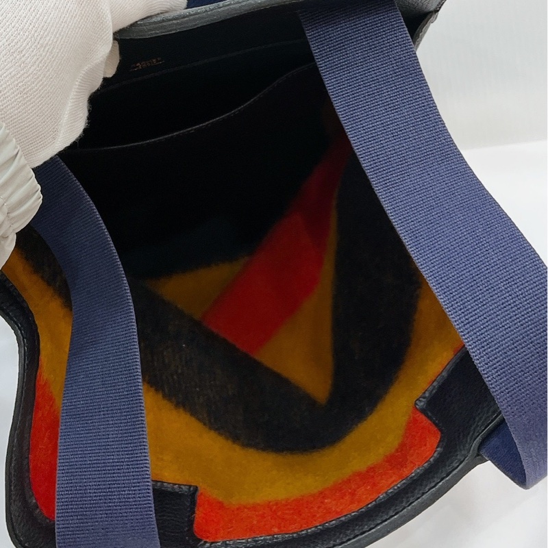 莉亞精品♡ Hermes 毛呢撞色後背包 二手美包-14