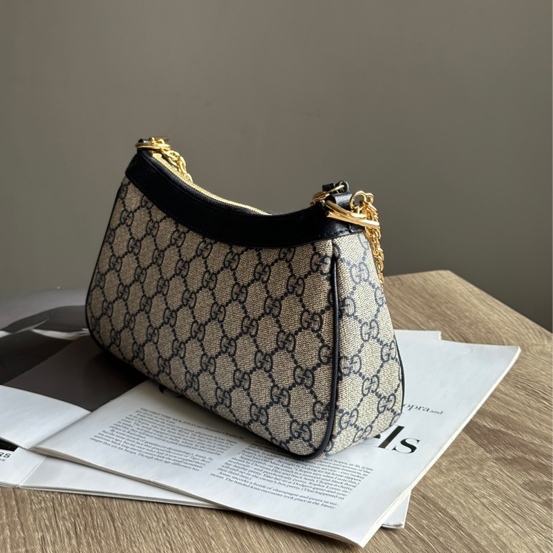 ˗ˏˋ 小資族首選 º· 𓈒꙳ ˖ Gucci 閒置未使用 Ophidia 深藍牛皮 金鏈 腋下包 斜背包-4