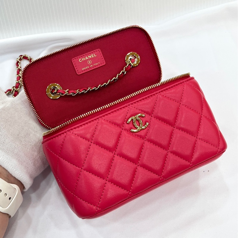 莉亞精品♡ Chanel Trendy cc 長盒子 桃色 99新-12