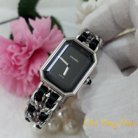 Chanel H0451 Vintage 🎀現貨實拍🎀首映錶 香奈兒黑/ 銀色 premiere手錶M尺寸~二手品