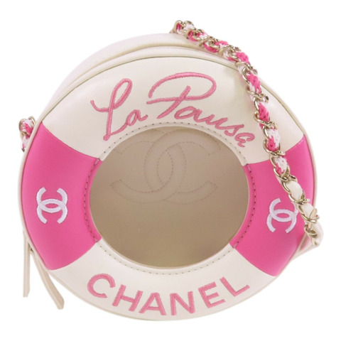 CHANEL 羊皮皮革Chain Shoulder金扣鏈帶肩背袋