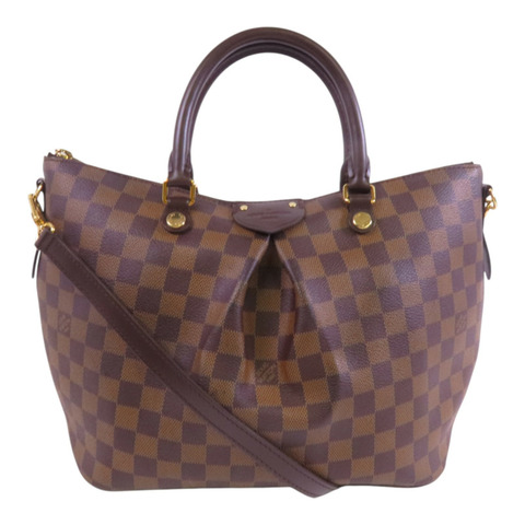 LOUIS VUITTON Damier Ebene Siena MM金扣手挽肩背兩用袋