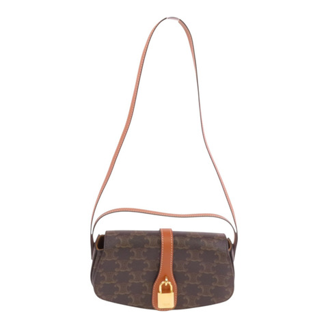 CELINE Triomphe帆布Tabou Clutch on Strap金扣手挽肩背兩用袋