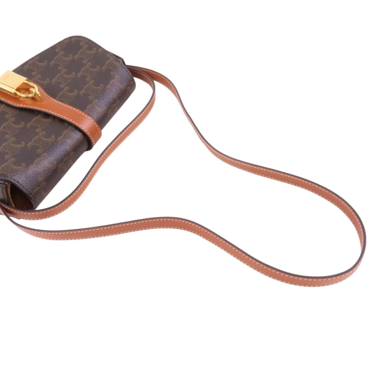 CELINE Triomphe帆布Tabou Clutch on Strap金扣手挽肩背兩用袋-7