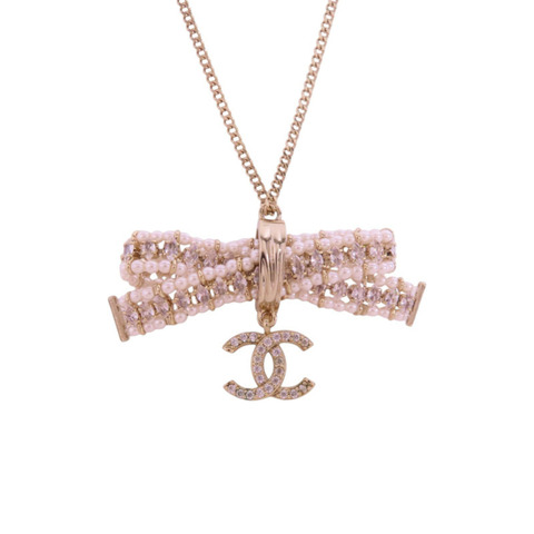 CHANEL 金屬/仿珍珠Necklace金扣項鏈