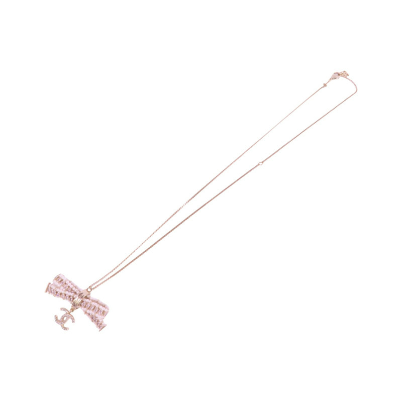 CHANEL 金屬/仿珍珠Necklace金扣項鏈-3