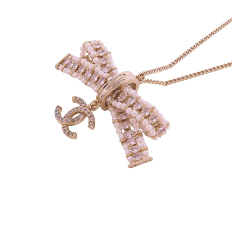 CHANEL 金屬/仿珍珠Necklace金扣項鏈-4