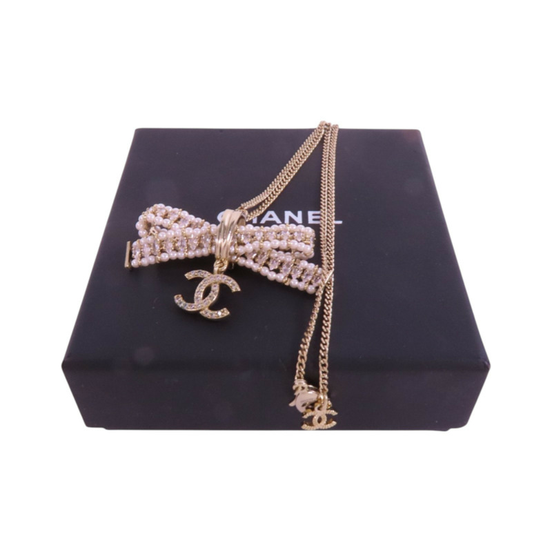CHANEL 金屬/仿珍珠Necklace金扣項鏈-8