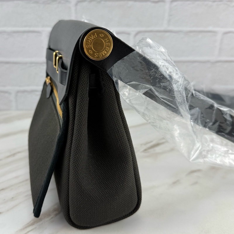 愛馬仕 Hermès Mini Herbag Zip 20  dark bronze 黑➕黑銅色 金釦 肩背包/ 斜背包-12