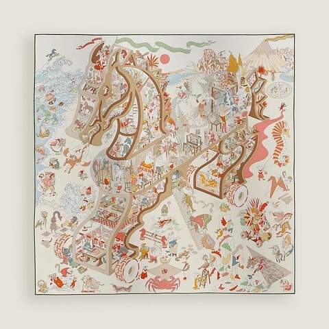 全配 台灣專櫃購 Hermes 愛馬仕 馬術學院絲巾Academia Hippica 90方巾