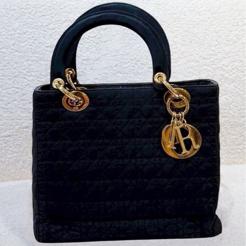 Dior 中古黑金戴妃包 25  - 無背帶鏈子