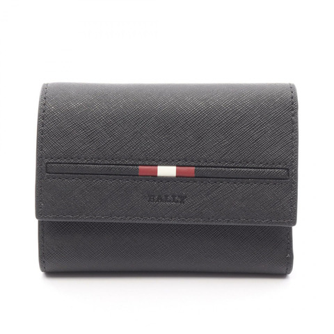 BALLY 三折皮夾 皮革 黑色 二手 男士