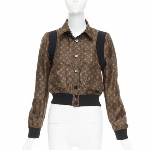 LOUIS VUITTON 2021 Reversible LV monogram cropped bomber jacket FR36 S