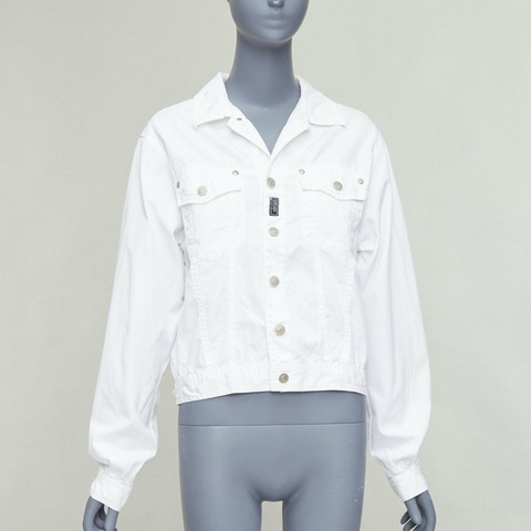 VERSACE YOUNG Vintage white silver medusa logo button jacket