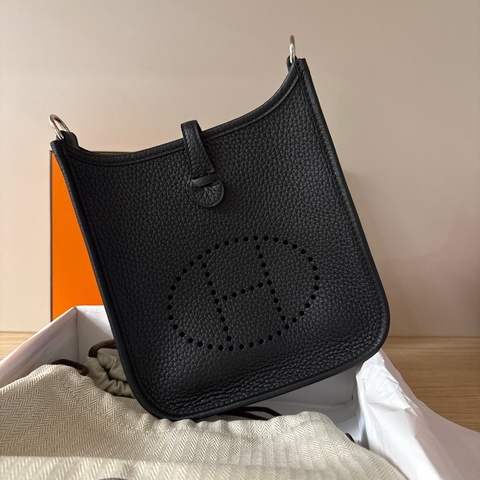 2025 Hermès Mini Evelyne16 黑銀
