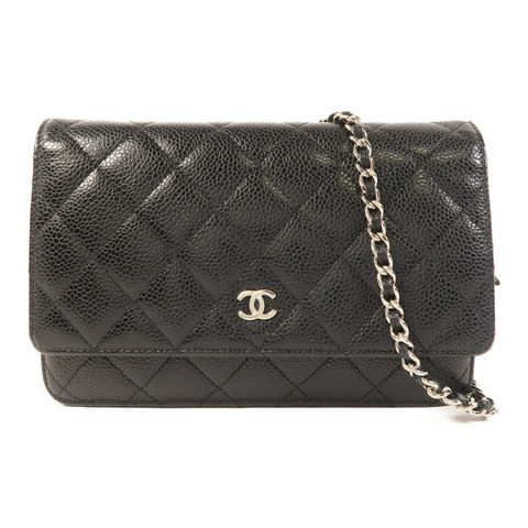 CHANEL 牛皮皮革WOC Wallet On Chain銀扣鏈帶肩背袋