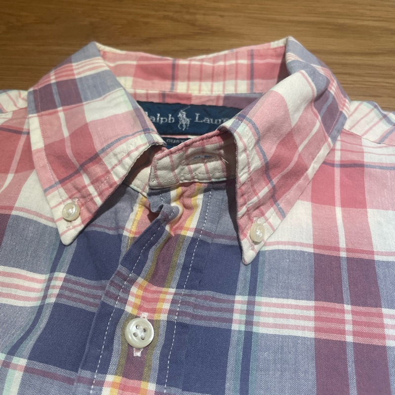 Ralph Lauren粉紅格子襯衫 M-1